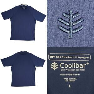 Coolibar Rash Guard Men’s Size Large L LS Navy Blue UPF 50+ Short Sleeve